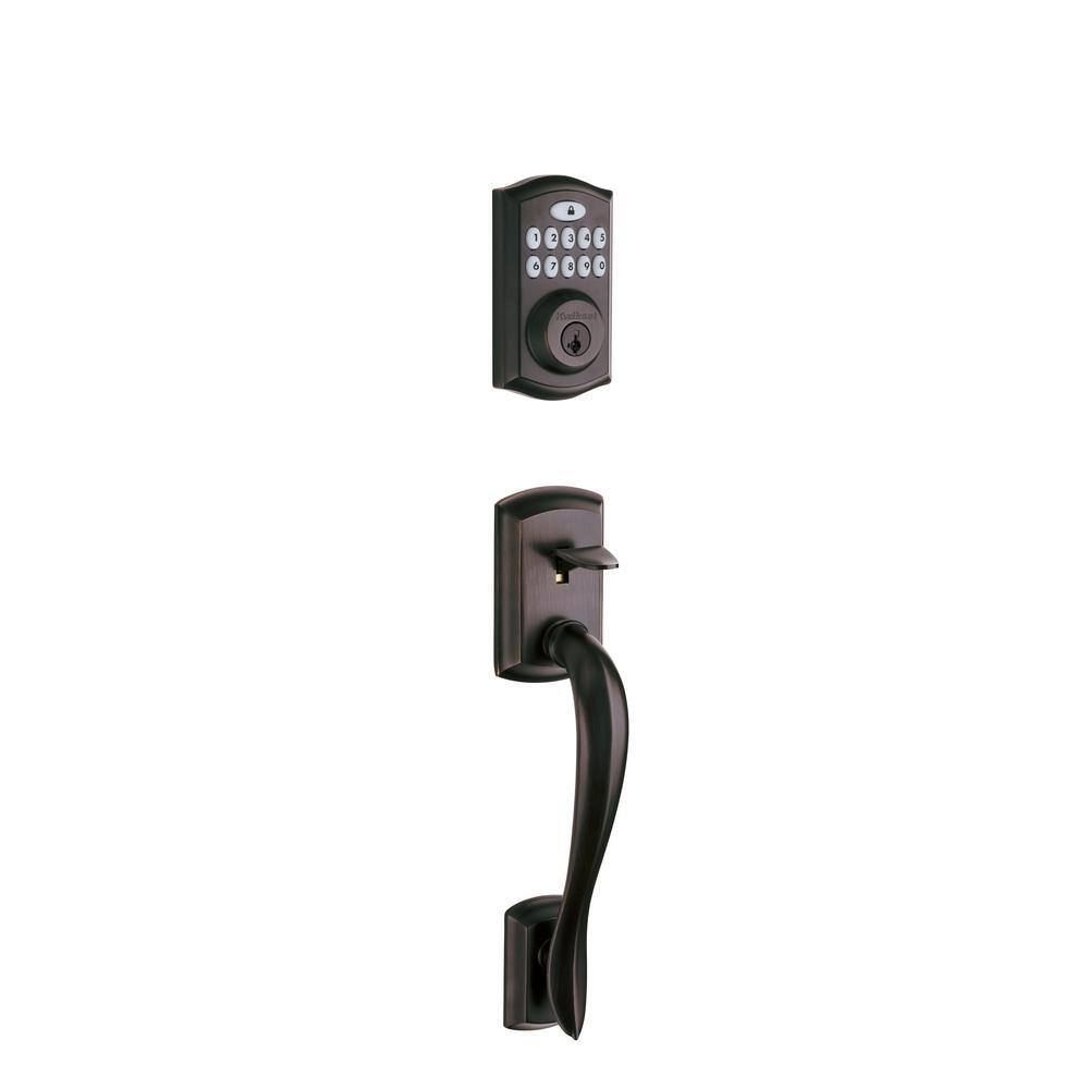 Kwikset SmartCode 913 Touchpad Electronic Deadbolt with Avalon Handleset and Tustin Lever, Venetian Bronze