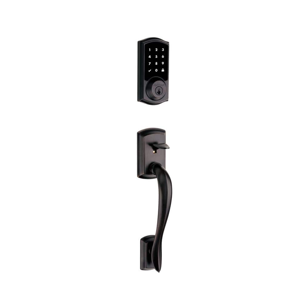 Kwikset SmartCode 915 Touchscreen Venetian Bronze Single Cylinder Electronic Deadbolt with Avalon Handleset and Tustin Lever