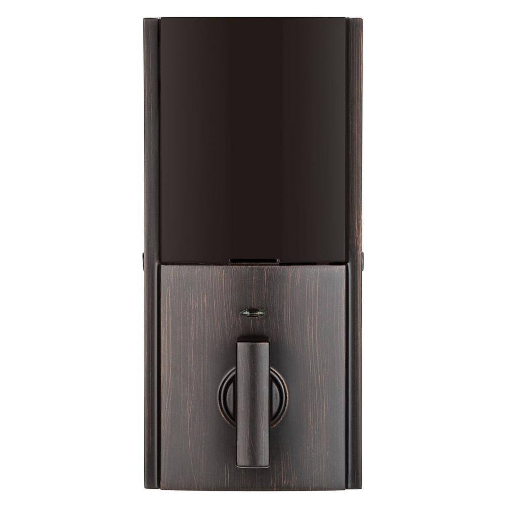 Kwikset SmartCode 915 Contemporary Venetian Bronze Electronic Deadbolt with San Clemente Handle Set and Halifax Interior Lever