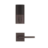 Kwikset SmartCode 915 Contemporary Venetian Bronze Electronic Deadbolt with San Clemente Handle Set and Halifax Interior Lever