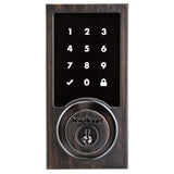 Kwikset SmartCode 915 Contemporary Venetian Bronze Electronic Deadbolt with San Clemente Handle Set and Halifax Interior Lever