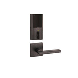 Kwikset SmartCode 915 Contemporary Venetian Bronze Electronic Deadbolt with San Clemente Handle Set and Halifax Interior Lever