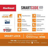 Kwikset Z-Wave SmartCode Touchscreen Satin Nickel Single Cylinder Electronic Deadbolt featuring Tustin Hall/Closet Lever
