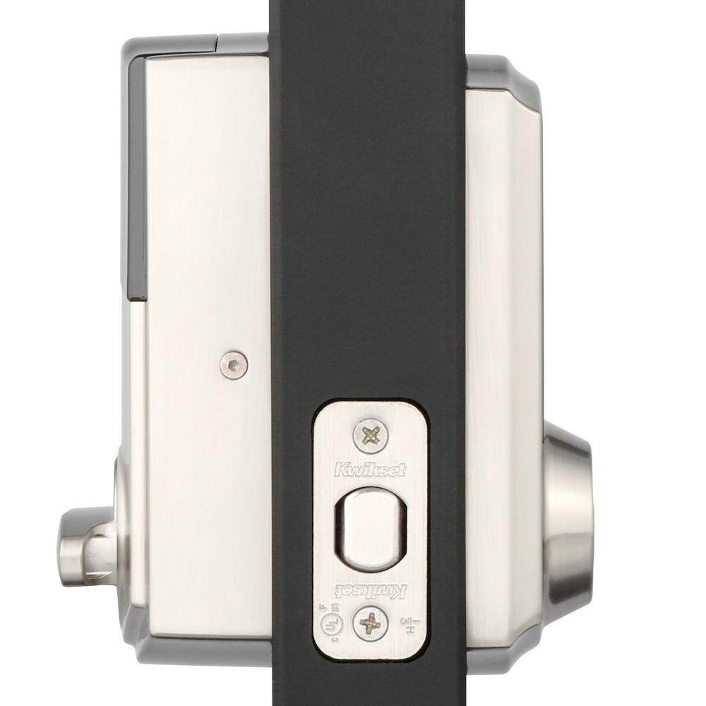 Kwikset Z-Wave SmartCode Touchscreen Satin Nickel Single Cylinder Electronic Deadbolt featuring Tustin Hall/Closet Lever