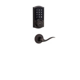 Kwikset Premis Touchscreen Smart Lock, Venetian Bronze Single Cylinder Electronic Deadbolt featuring Milan Hall/Closet Lever