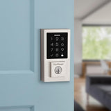 Kwikset SmartCode 270 Touchpad Electronic Deadbolt with Halifax Square Satin Nickel Hall/Closet Door Handle Combo Pack