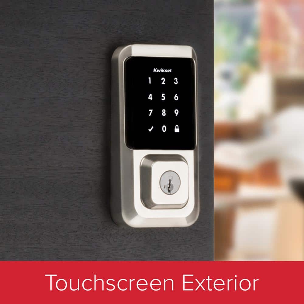 Kwikset Halo Satin Nickel Electronic Smart Lock Deadbolt Feat SmartKey Security Touchscreen and WiFi and San Clemente Handleset