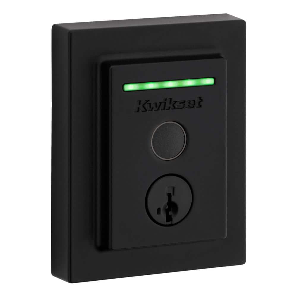 Kwikset Halo Touch Smart Lock with Halifax Lever, Matte Black – Fingerprint Wi‑Fi Electronic Deadbolt with SmartKey Security