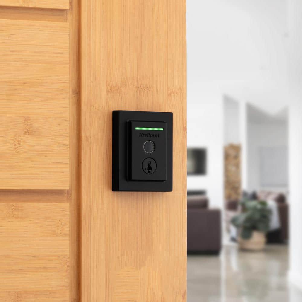 Kwikset Halo Touch Smart Lock with Halifax Lever, Matte Black – Fingerprint Wi‑Fi Electronic Deadbolt with SmartKey Security