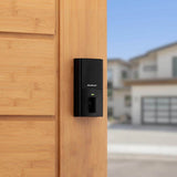 Kwikset Halo Touch Matte Black Fingerprint Wi‑Fi Electronic Smart Lock Deadbolt with SmartKey Security & San Clemente Handleset