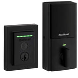 Kwikset Halo Touch Matte Black Fingerprint Wi‑Fi Electronic Smart Lock Deadbolt with SmartKey Security & San Clemente Handleset