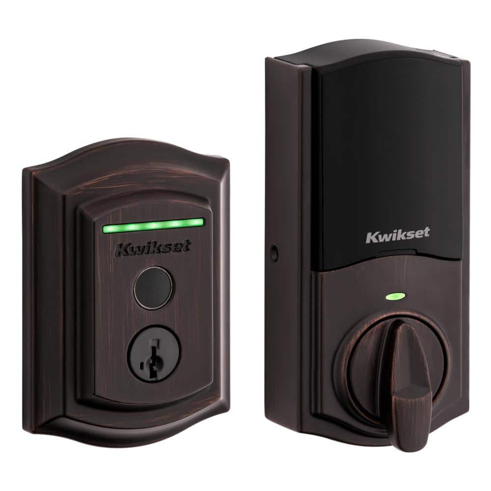 Kwikset Halo Touch Venetian Bronze Traditional Fingerprint Wi‑Fi Smart Lock Deadbolt with SmartKey Security and Tustin Lever
