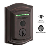Kwikset Halo Touch Venetian Bronze Traditional Fingerprint Wi‑Fi Smart Lock Deadbolt with SmartKey Security and Tustin Lever