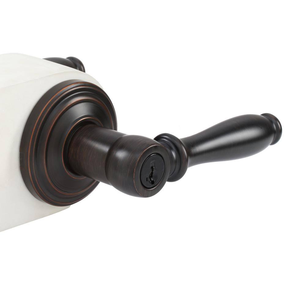 Kwikset Ashfield Venetian Bronze SmartKey Universal Keyed Entry Door Handle
