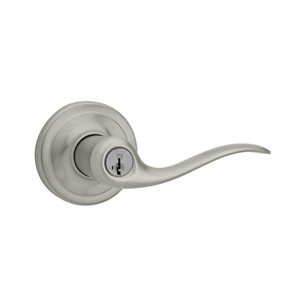 Kwikset Tustin Satin Nickel Keyed Entry Door Lever with SmartKey Security (740TNL 15 SMT CP K4)