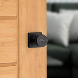 Kwikset Pismo Square Matte Black Keyed Entry Door Knob featuring SmartKey Security