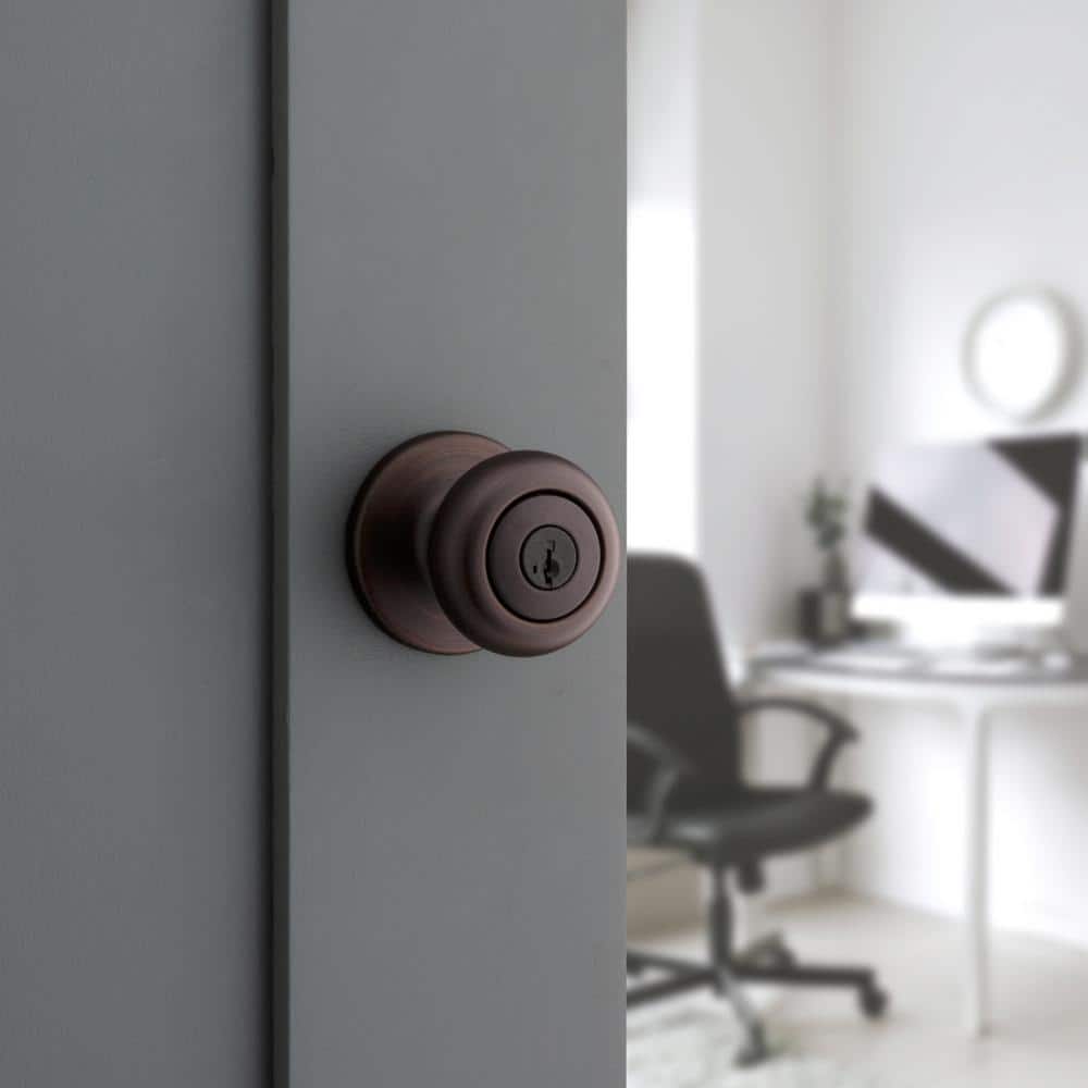 Kwikset Cove Keyed Entry Door Knob, Venetian Bronze, SmartKey Security