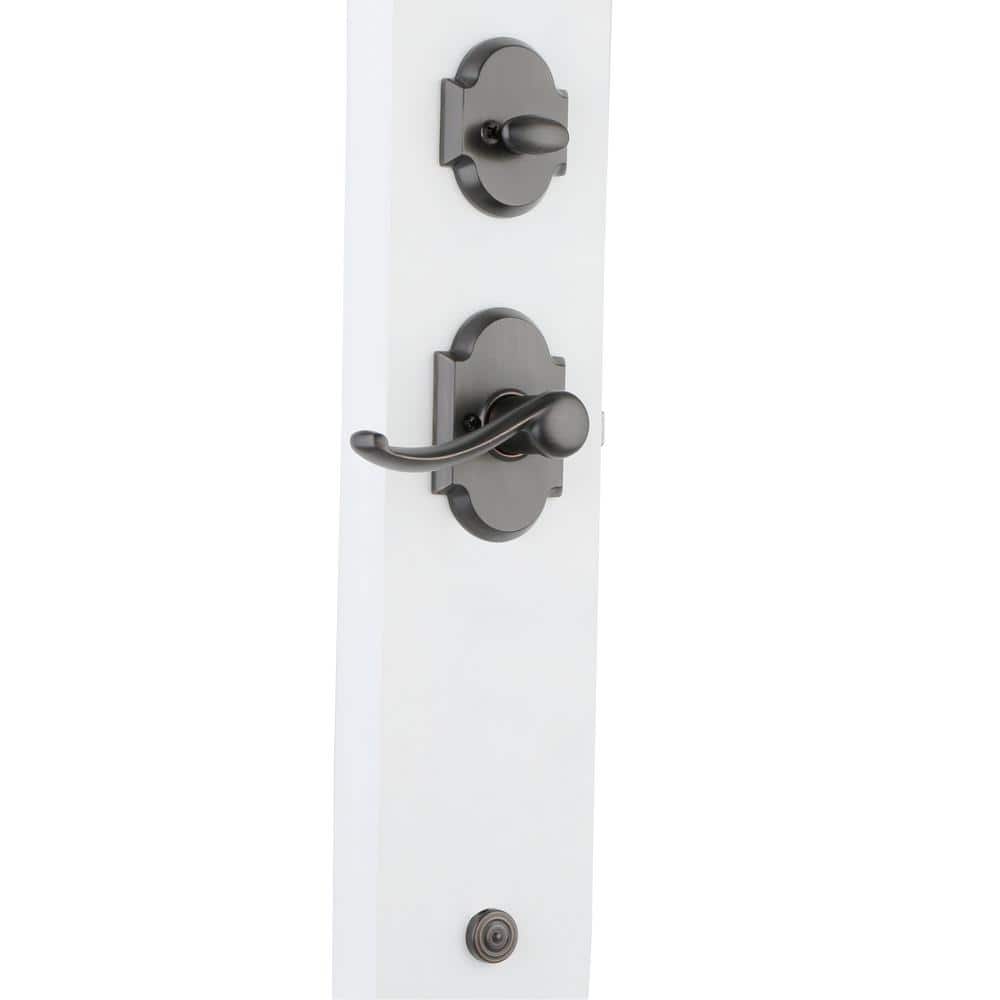 Kwikset Austin Venetian Bronze Single Cylinder Door Handleset with Austin Entry Door Lever Featuring SmartKey Security
