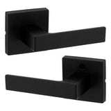 Kwikset Singapore Square Matte Black Hall Closet Door Handle with Microban (4 Pack)