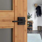 Kwikset Halifax Square Matte Black Passage Hall/Closet Door Lever (4-Pack)