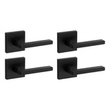 Kwikset Halifax Square Matte Black Passage Hall/Closet Door Lever (4-Pack)