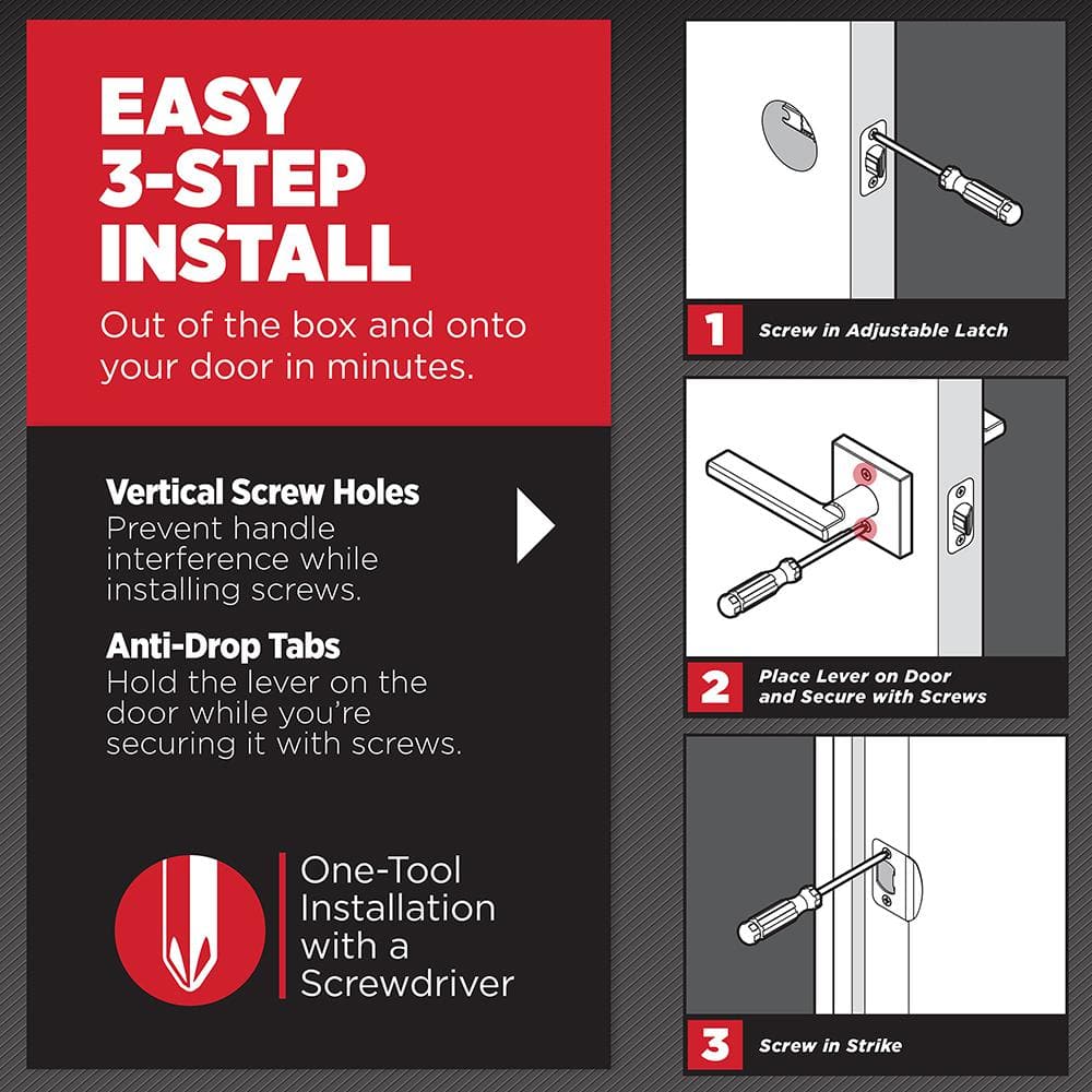 Kwikset Halifax Square Matte Black Passage Hall/Closet Door Lever