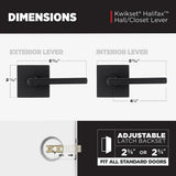 Kwikset Halifax Square Matte Black Passage Hall/Closet Door Lever