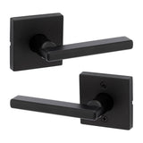 Kwikset Halifax Square Matte Black Passage Hall/Closet Door Lever