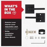 Kwikset Halifax Square Matte Black Passage Hall/Closet Door Lever