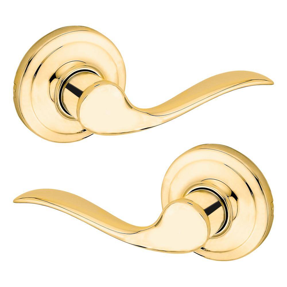 Kwikset Tustin Polished Brass Passage Lockset, ANSI/BHMA Grade 2, 1-3/4 in.