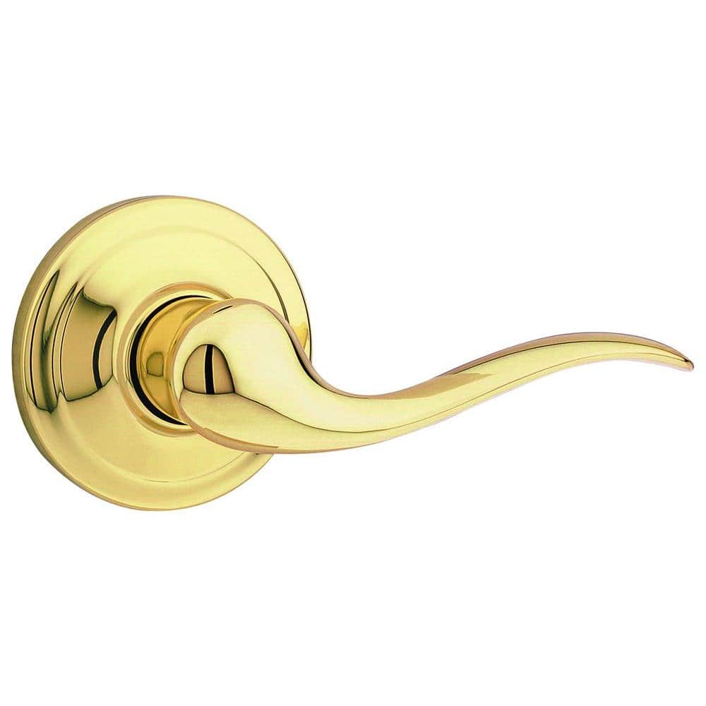 Kwikset Tustin Polished Brass Passage Lockset, ANSI/BHMA Grade 2, 1-3/4 in.