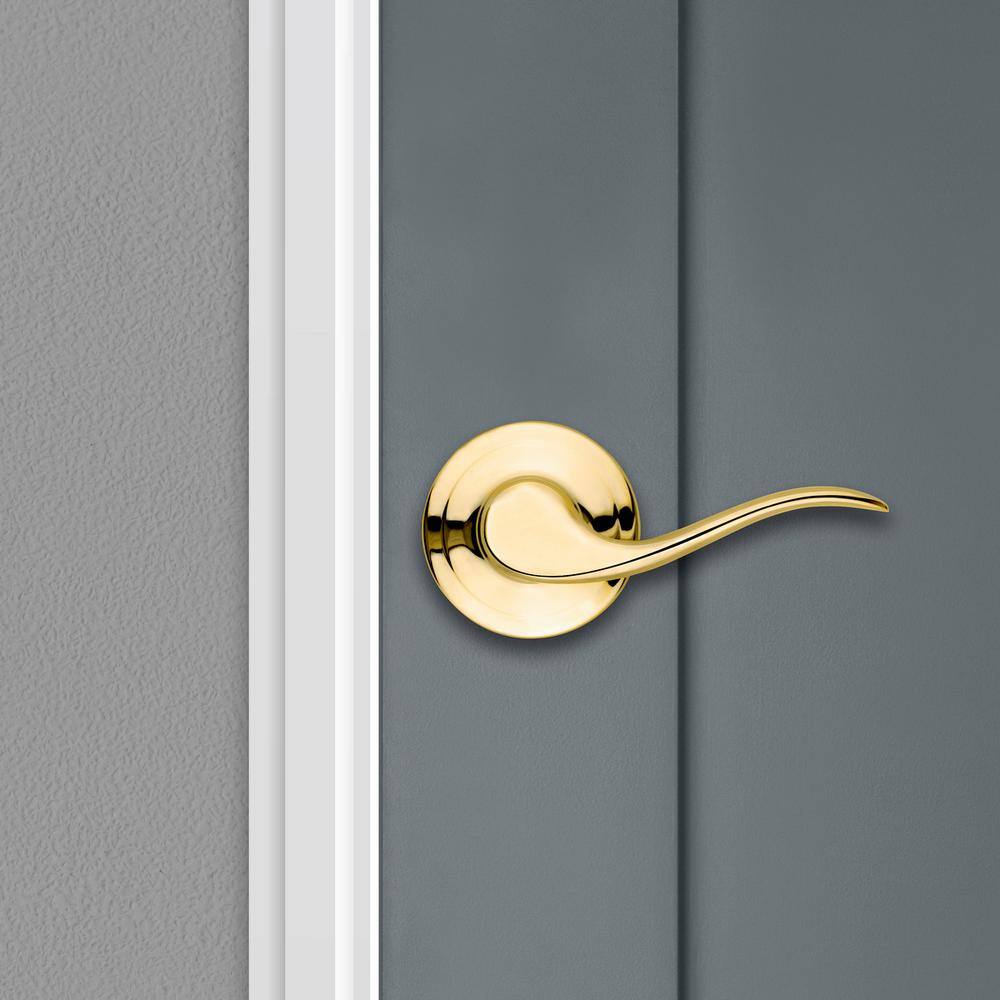 Kwikset Tustin Polished Brass Passage Lockset, ANSI/BHMA Grade 2, 1-3/4 in.