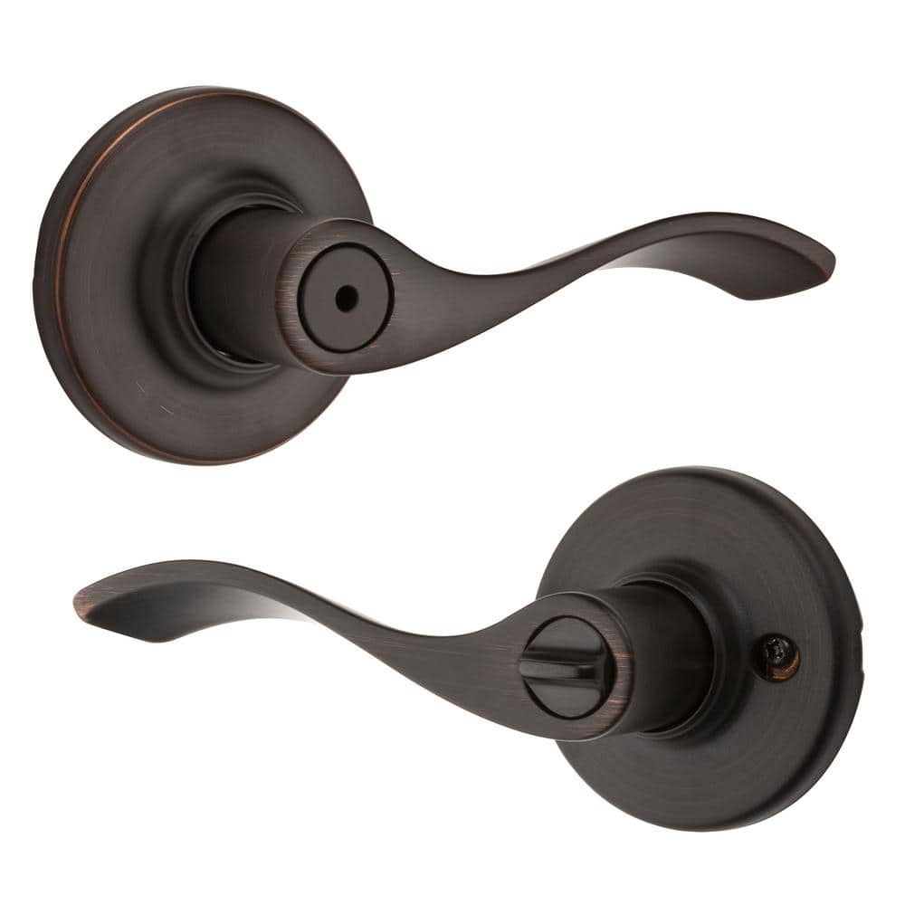 Kwikset Balboa Venetian Bronze Privacy Door Handle with Lock for Bedroom or Bathroom featuring Microban Technology (4-Pack)
