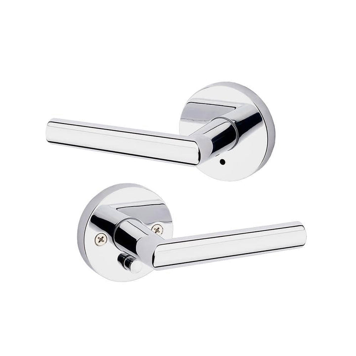 Kwikset Milan Polished Chrome Privacy Bed/Bath Door Lever, Round Rose