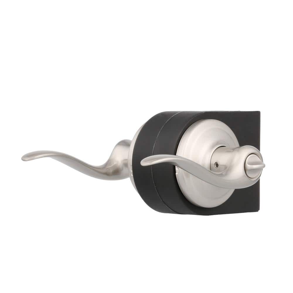Kwikset Tustin Satin Nickel Privacy Bed/Bath Door Handle (4-Pack) with Lock