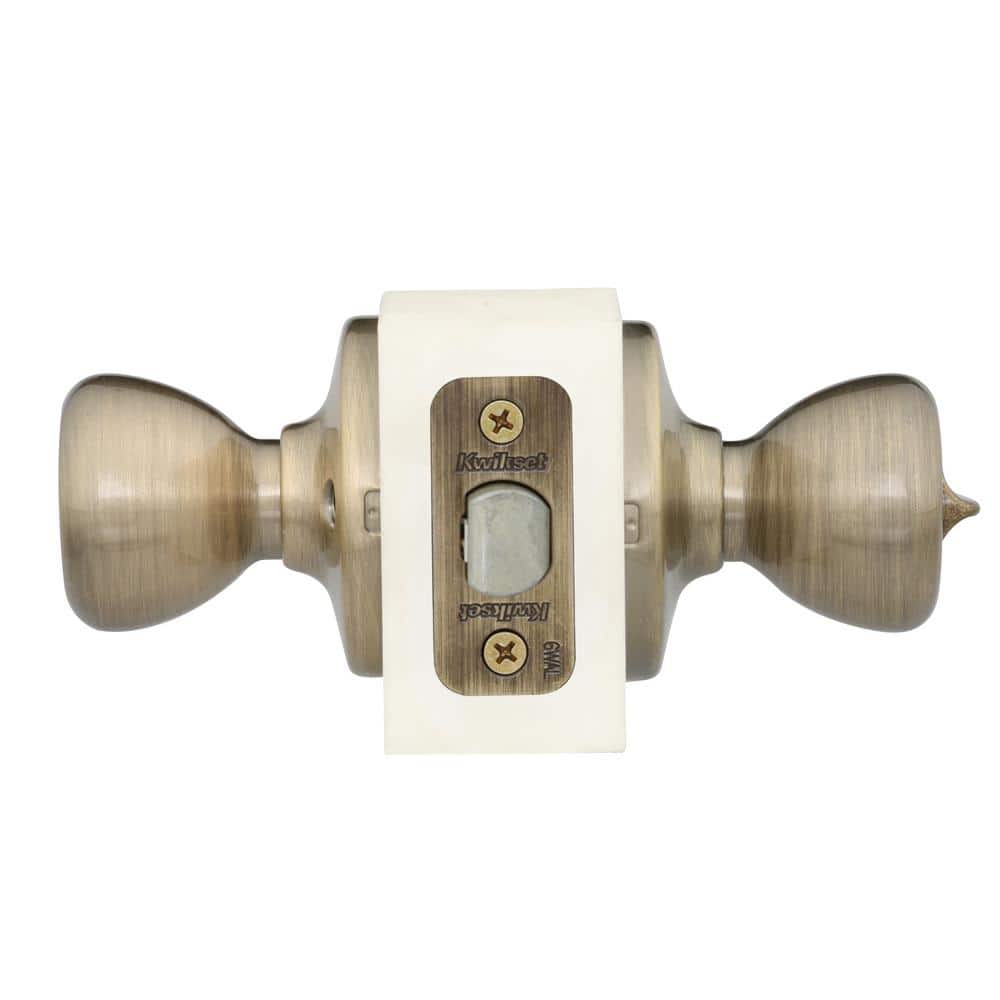 Kwikset Tylo Antique Brass Privacy Lockset, ANSI/BHMA Grade 3, 1-3/4 in.