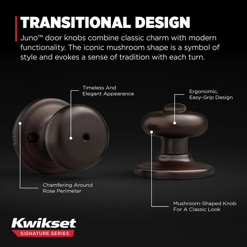 Kwikset Juno Venetian Bronze Privacy Lockset, ANSI/BHMA Grade 2, Fits 1-3/4 in. Doors