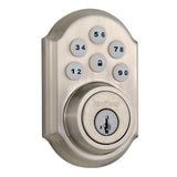 Kwikset Z-Wave SmartCode Satin Nickel Single Cylinder Electronic Deadbolt with Tustin Hall/Closet Lever