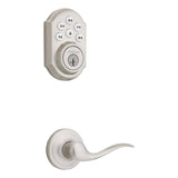 Kwikset Z-Wave SmartCode Satin Nickel Single Cylinder Electronic Deadbolt with Tustin Hall/Closet Lever