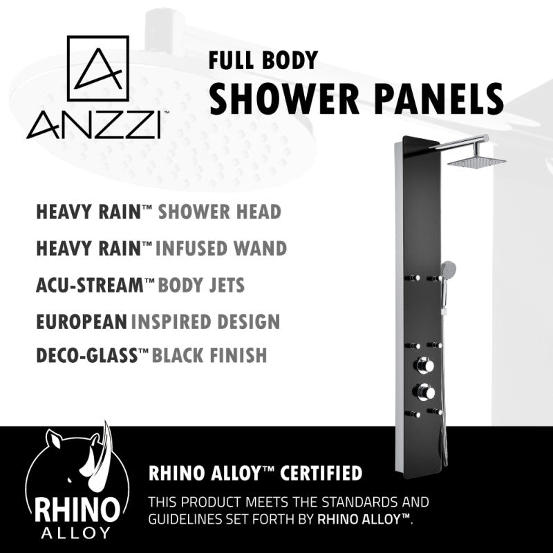 ANZZI Melody Series Black 6-Spray Shower Panel System (Valve Included)