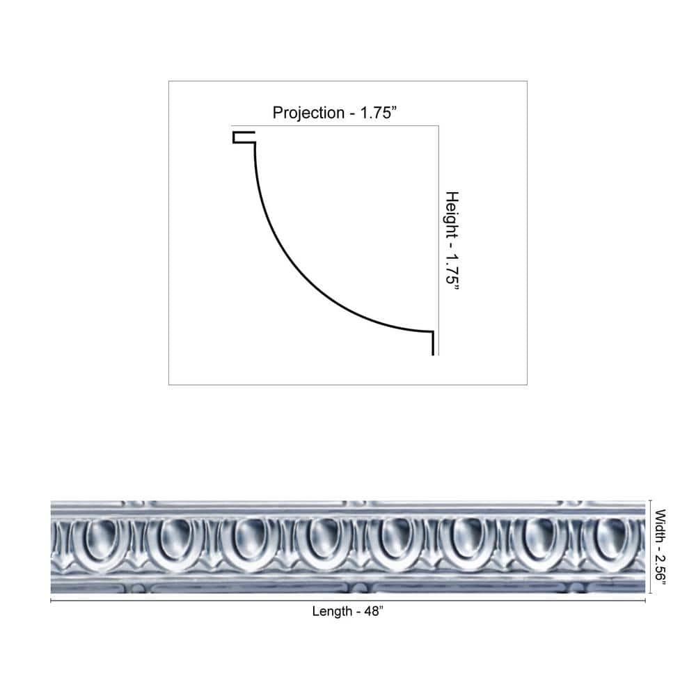 FROM PLAIN TO BEAUTIFUL IN HOURS Puffy Arches 0.012 in. x 2.56 in. x 48 in. Metal Bed Moulding Nail-Up Tin Cornice in Lacquered Steel (24 in. ft./Pack)