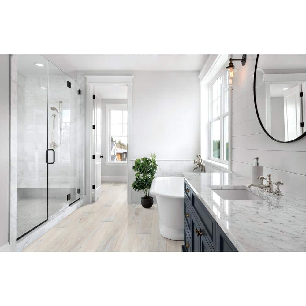 Sure+ Lambswool White Oak 1/4 in. T x 6.5 in. W Click Lock Wire Brushed Engineered Hardwood Flooring (21.7 sq.ft./case)