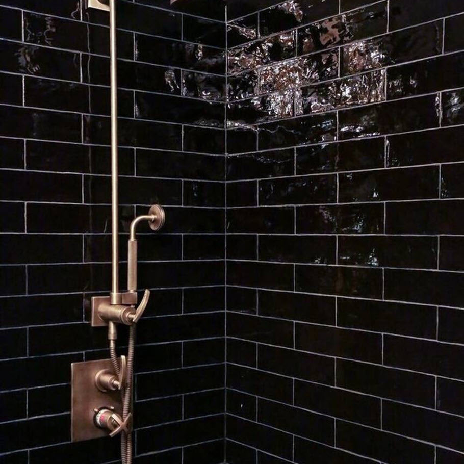 Lancaster Noir Black 3x12 Polished Ceramic Subway Tile for Walls