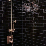 Lancaster Noir Black 3x12 Polished Ceramic Subway Tile for Walls