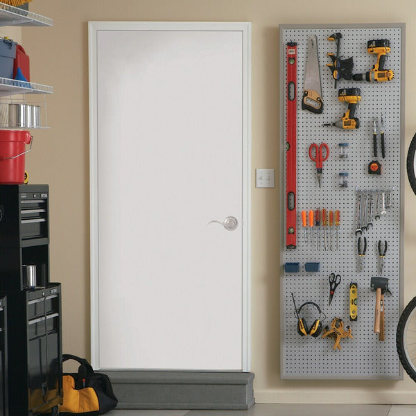 Masonite 32-in x 80-in Steel Left-Hand Inswing Primed Fire Rated Prehung Single Front Door