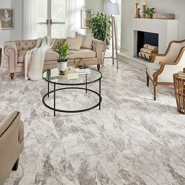 STAINMASTER (Sample) Grove Park Marble Waterproof Marble-Look Glue-Down Sheet Vinyl