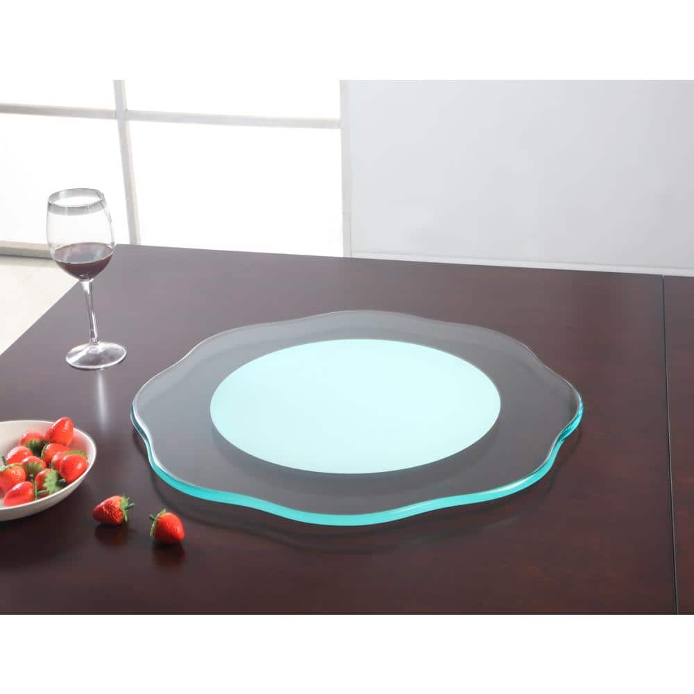 Unbranded 24 in. Flower Design Clear Glass - 3/8 in. Thick - Lazy Susan