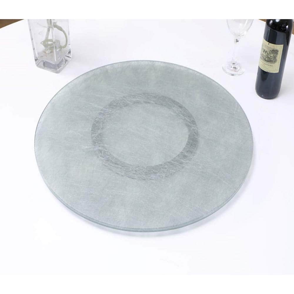 Shape Glass 24 in. Round Silver Lami Cloth 3/8 in. T Lazy Susan