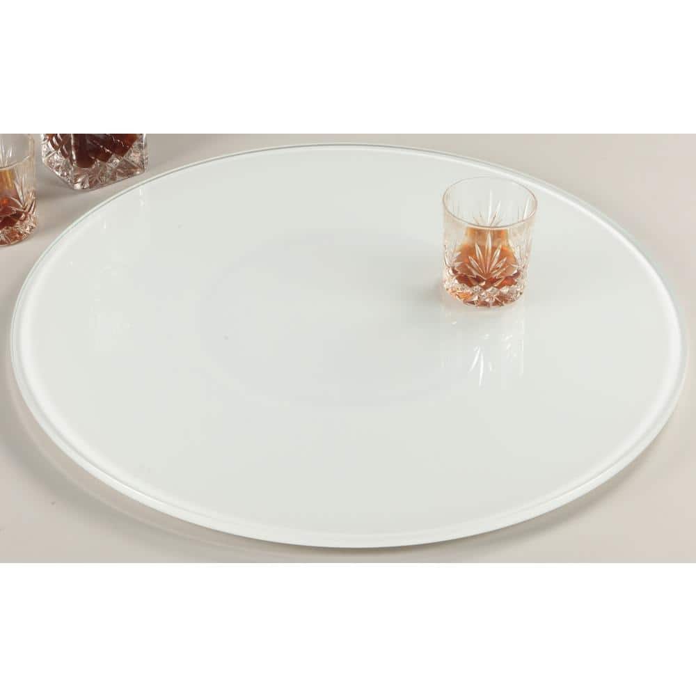 24 in. Round White Glass 3/8 in. T Lazy Susan