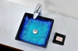 ANZZI Kuku Deco-Glass Vessel Sink, Blazing Blue, 15.125 x 15.125 x 4 in